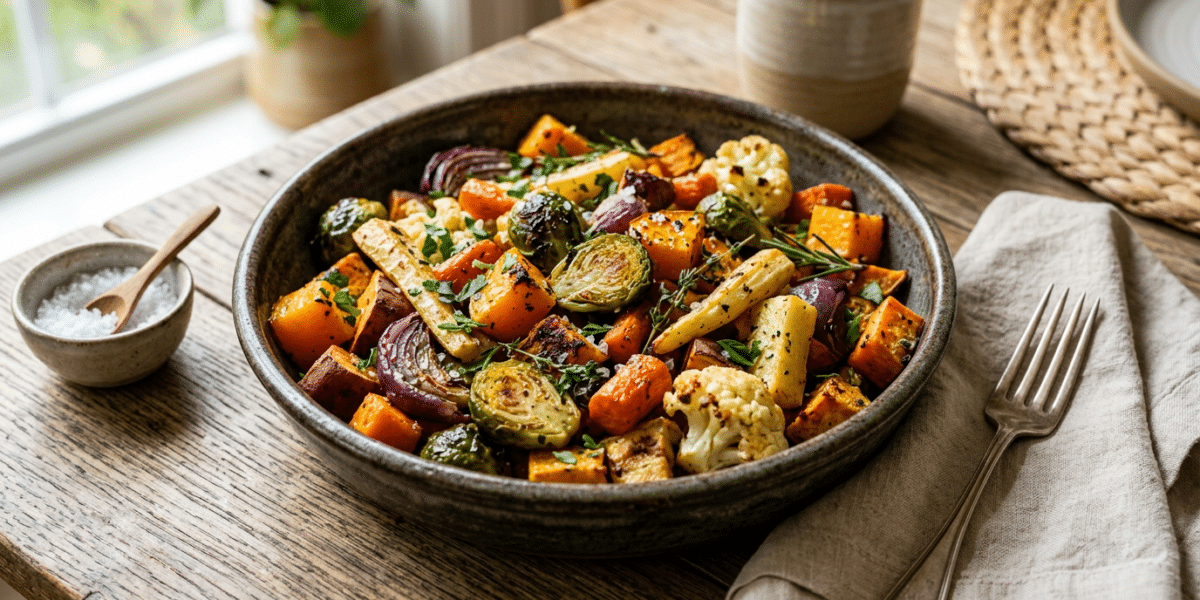 Légumes rôtis au four sans gluten et sans lactose