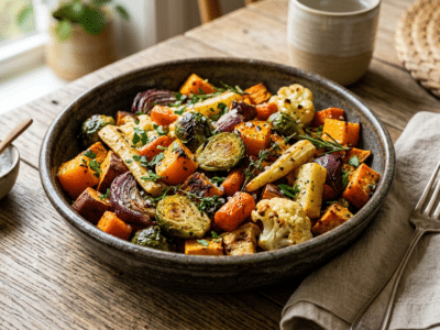 Légumes rôtis au four sans gluten et sans lactose