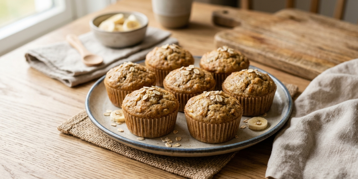 Muffins bébé banane sans gluten, sans œufs et sans lactose