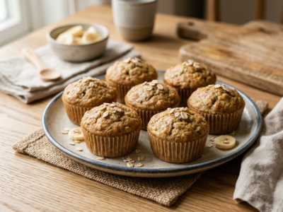 Muffins bébé banane sans gluten, sans œufs et sans lactose