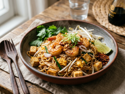 Pad Thaï Sans Cacahuètes et Sans Fruits à Coque