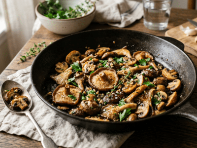 Poêlée de champignons sans gluten ni lactose