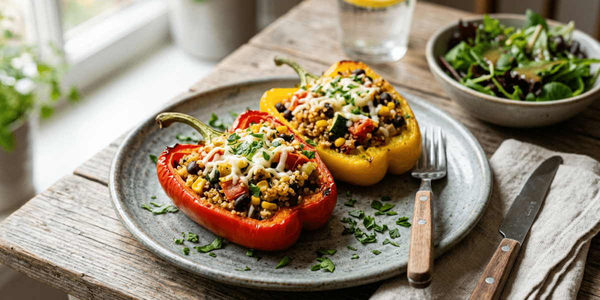 Poivrons farcis végétariens sans gluten ni œuf