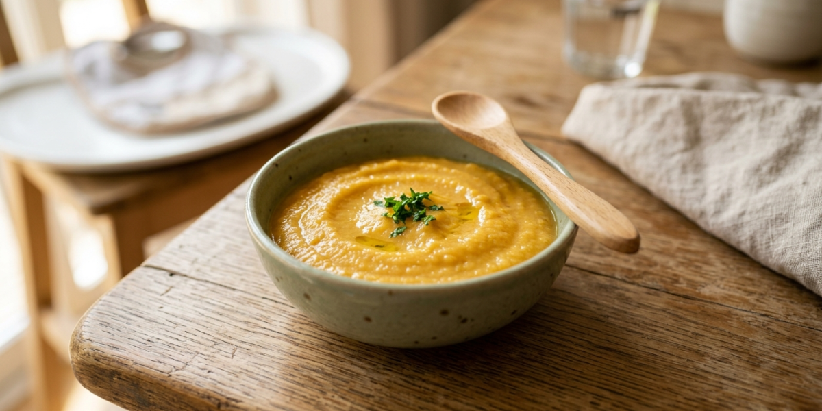 Purée de légumes sans gluten adaptée pour bébé de 8 mois