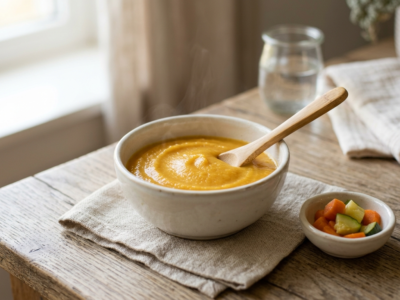 Purée douce de légumes pour bébé de 6 mois sans allergènes