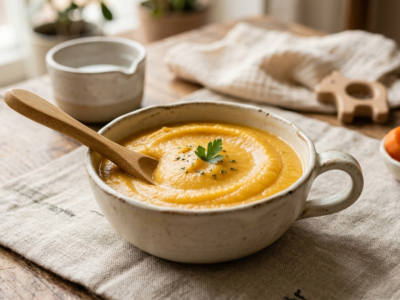 Purée douce de légumes pour bébé sans œufs – recette de diversification alimentaire
