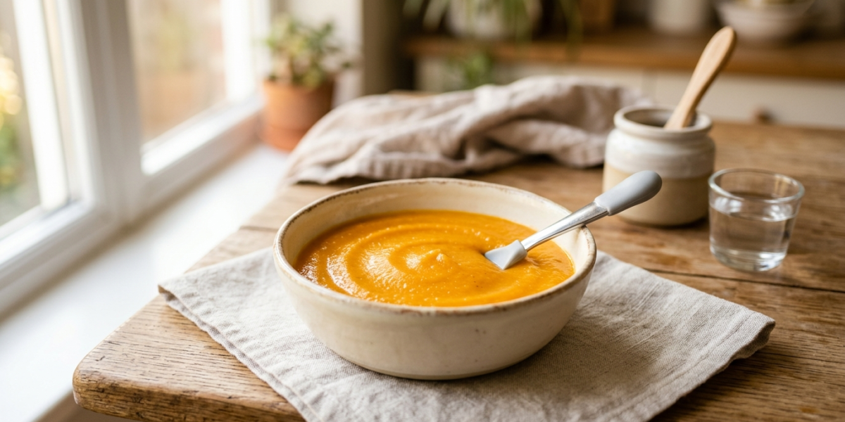 Purée pour bébé à la carotte et patate douce sans allergènes