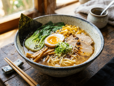Ramen sans gluten et sans soja au bouillon maison