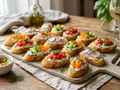 Recette Apéro Sans Fruits à Coque ni Arachides : Mini Toasts au Fromage et Légumes
