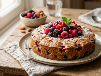 Recette Maison Sans Gluten et Sans Soja – Gâteau Moelleux aux Amandes et Fruits Rouges