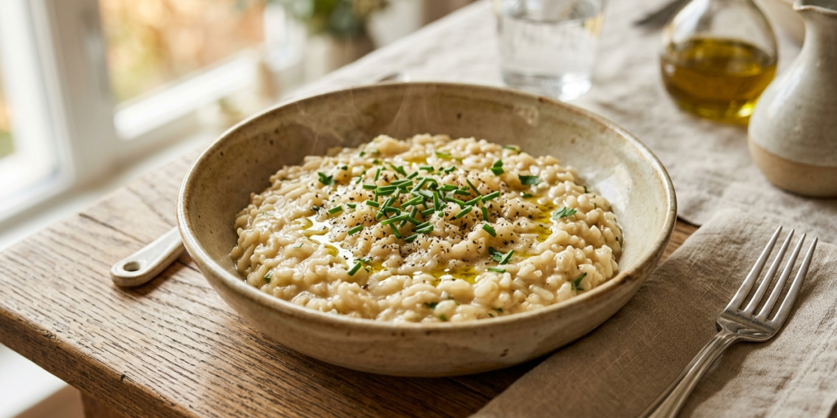 Risotto crémeux sans lactose et sans fruits à coque