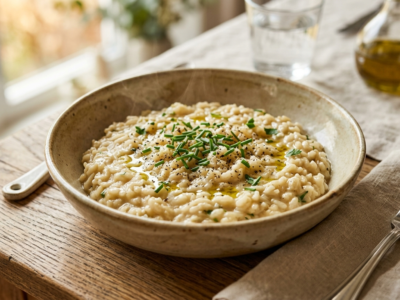 Risotto crémeux sans lactose et sans fruits à coque