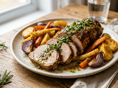 Rôti de porc aux herbes sans lactose