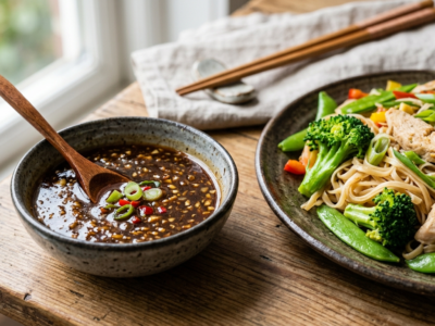 Sauce asiatique savoureuse sans huile de sésame