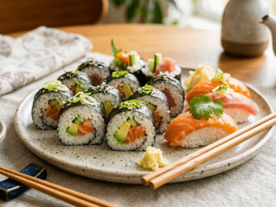 Sushi au riz sans gluten avec garniture sans soja