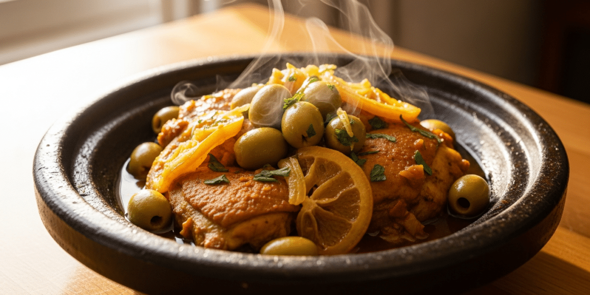 Tajine de poulet aux olives sans gluten et sans lactose