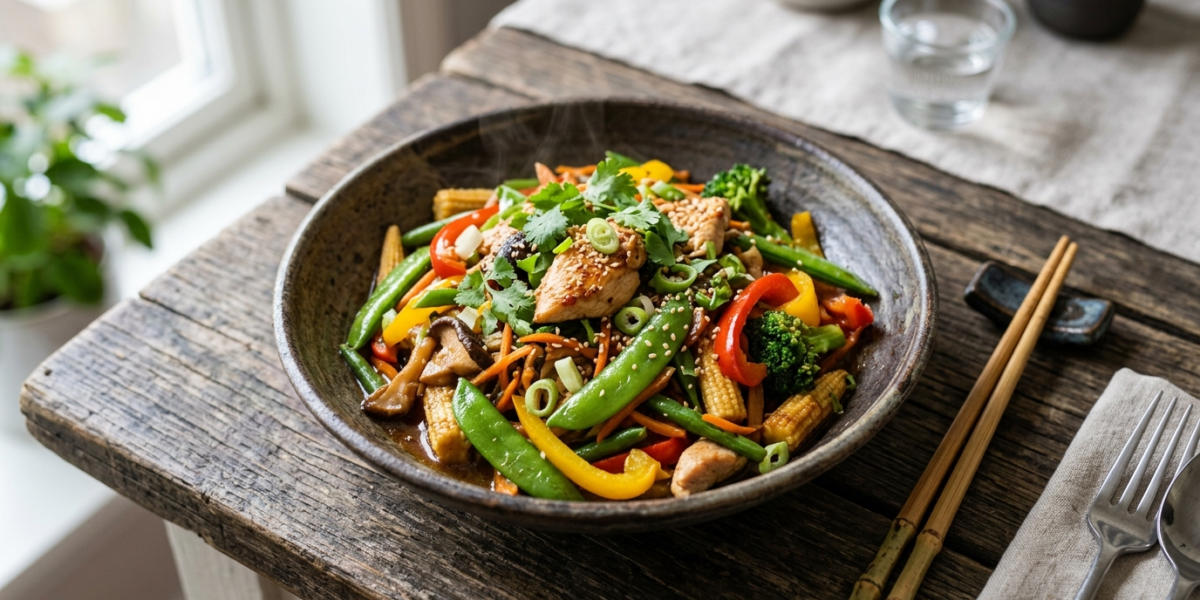Wok de poulet aux légumes à l&rsquo;asiatique sans soja et sans gluten