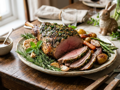 Agneau de Pâques rôti sans gluten aux herbes fraîches