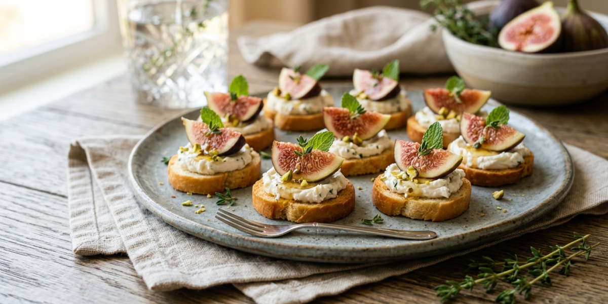 Amuse-bouche au fromage et figue sans œuf