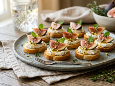 Amuse-bouche au fromage et figue sans œuf
