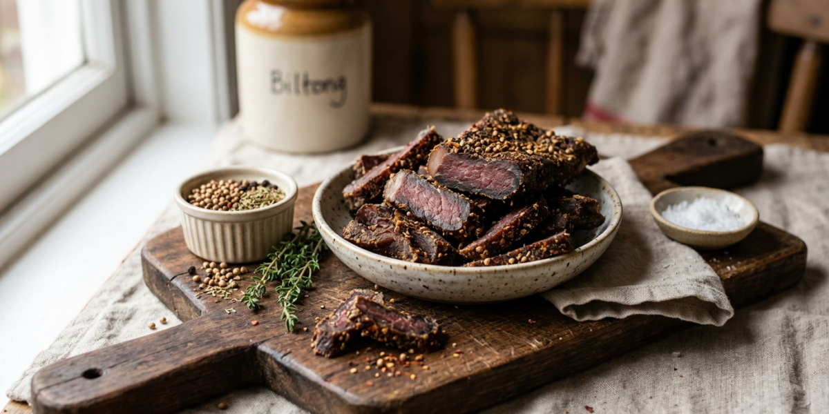 Biltong maison sans gluten : viande séchée épicée et savoureuse