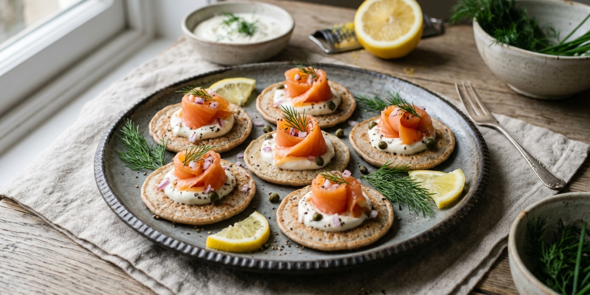 Blinis sans gluten au saumon fumé
