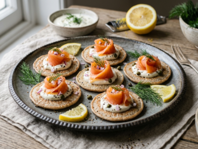 Blinis sans gluten au saumon fumé