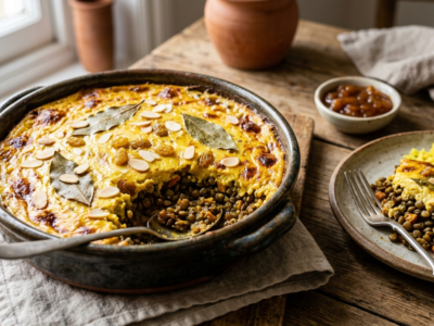Bobotie végétalien sans lactose et sans œufs