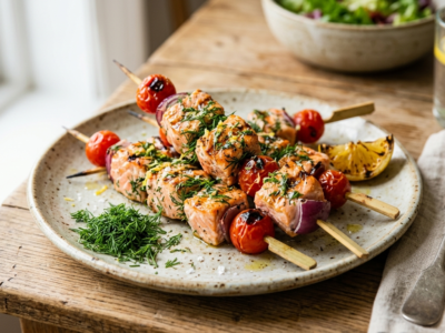 Brochettes de saumon à l’aneth sans gluten