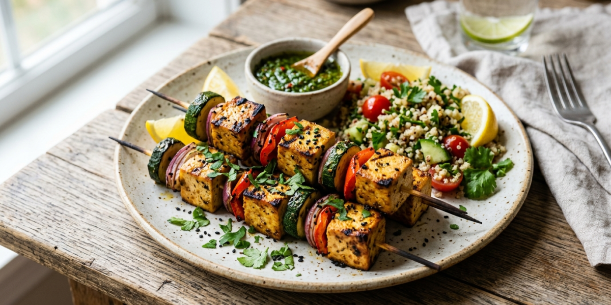 Brochettes de tofu sans soja et sans gluten