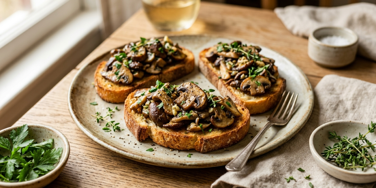 Bruschetta aux champignons sans lactose facile