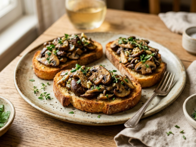 Bruschetta aux champignons sans lactose facile