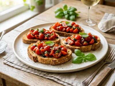 Bruschetta tomate basilic sans gluten