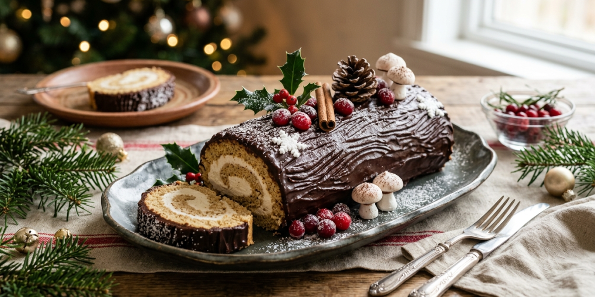 Bûche de Noël sans gluten et sans lactose