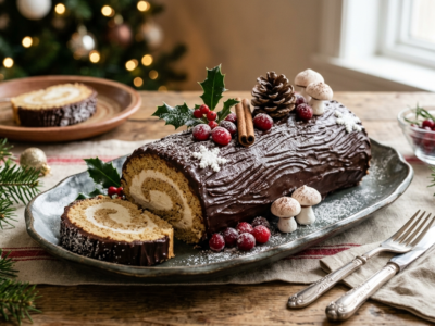Bûche de Noël sans gluten et sans lactose