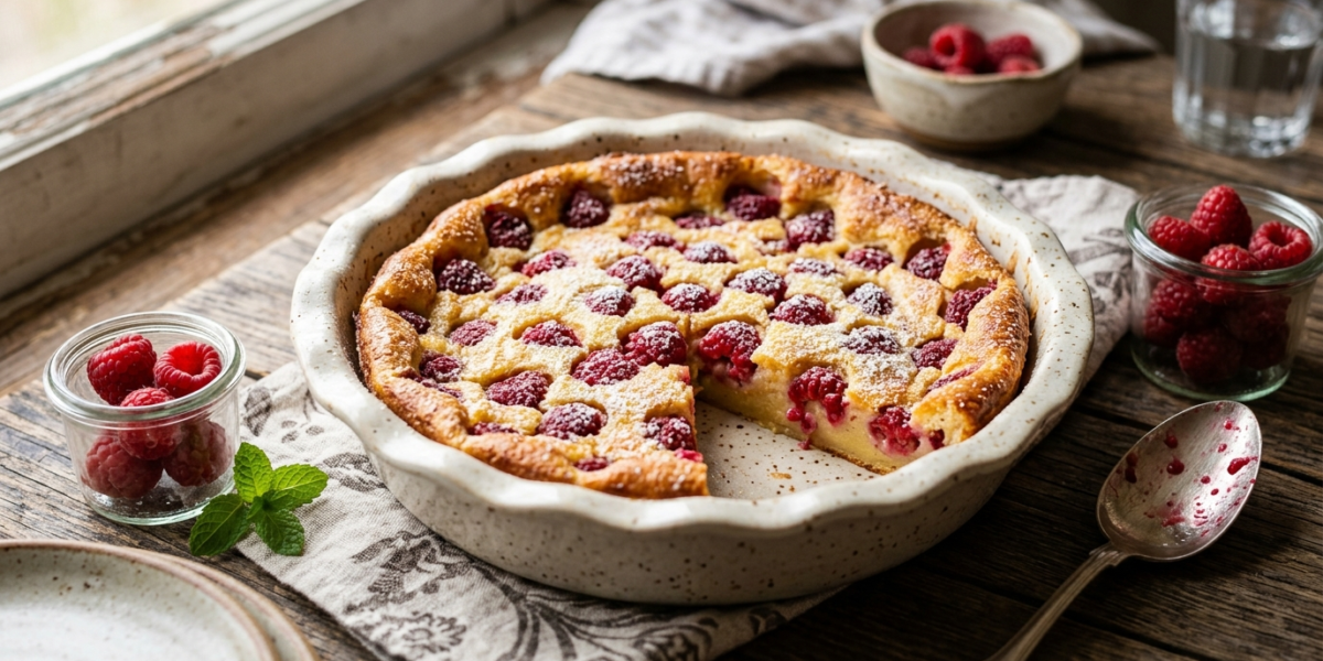 Clafoutis aux framboises sans gluten ni lactose