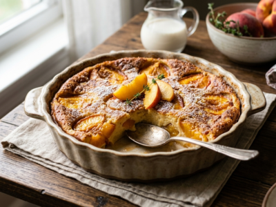 Clafoutis aux pêches sans lactose