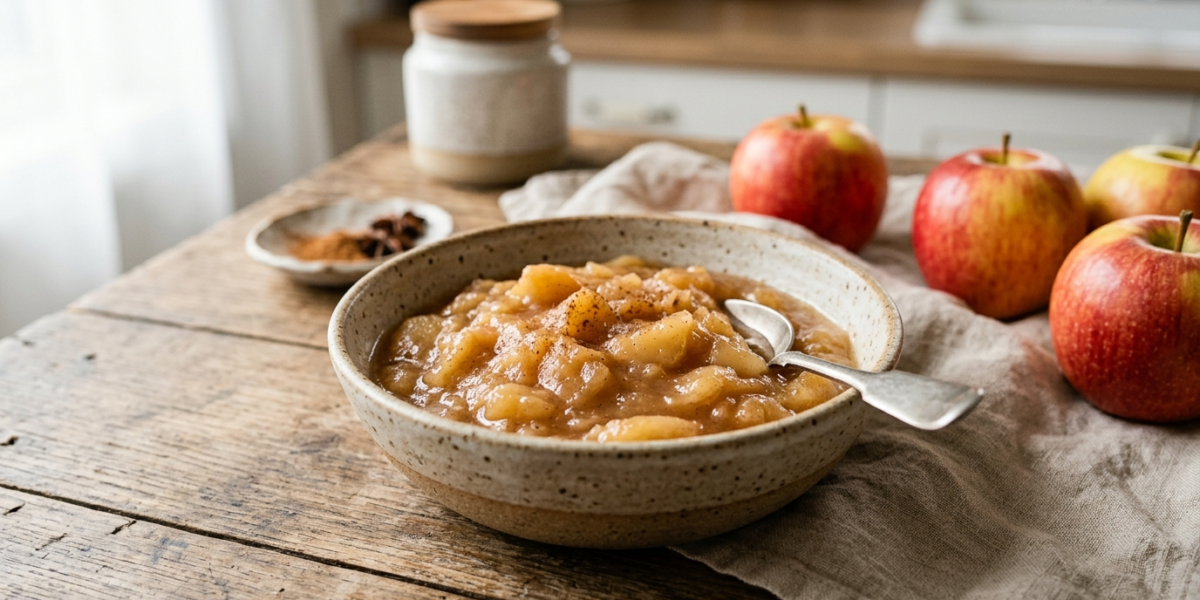 Compote de pommes maison sans sucre ni additifs