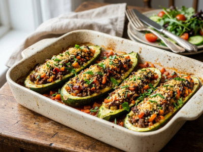Courgettes farcies low FODMAP sans lactose