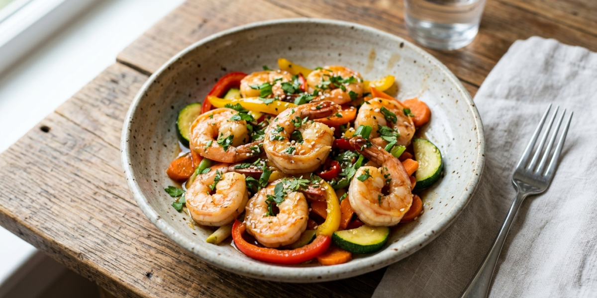 Crevettes sautées Low FODMAP, sans gluten et sans soja