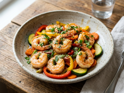Crevettes sautées Low FODMAP, sans gluten et sans soja