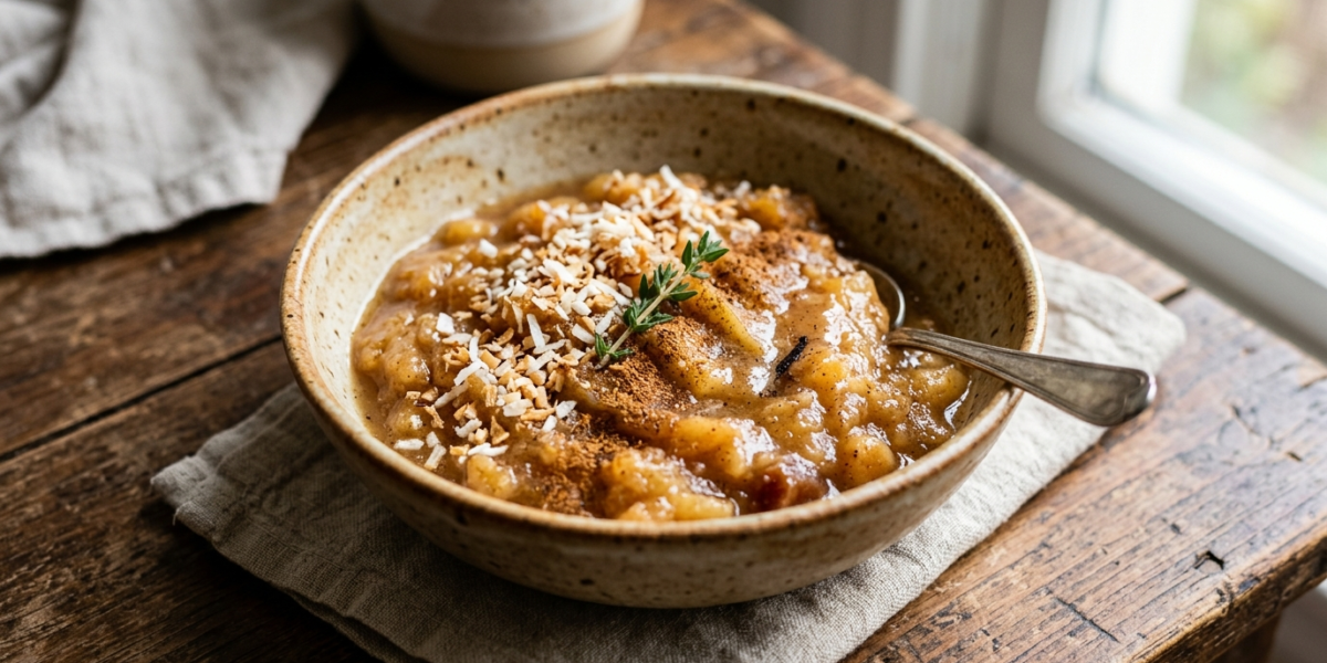 Dessert paléo sans gluten et sans noix : Compote de pommes épicée aux dattes