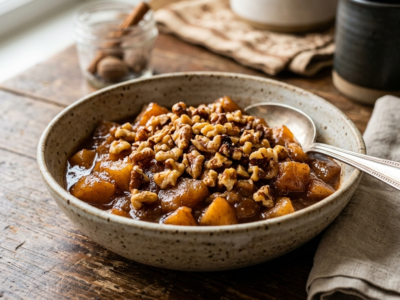 Dessert Whole30 Sans Gluten : Compote de Pommes aux Épices et Noix Grillées