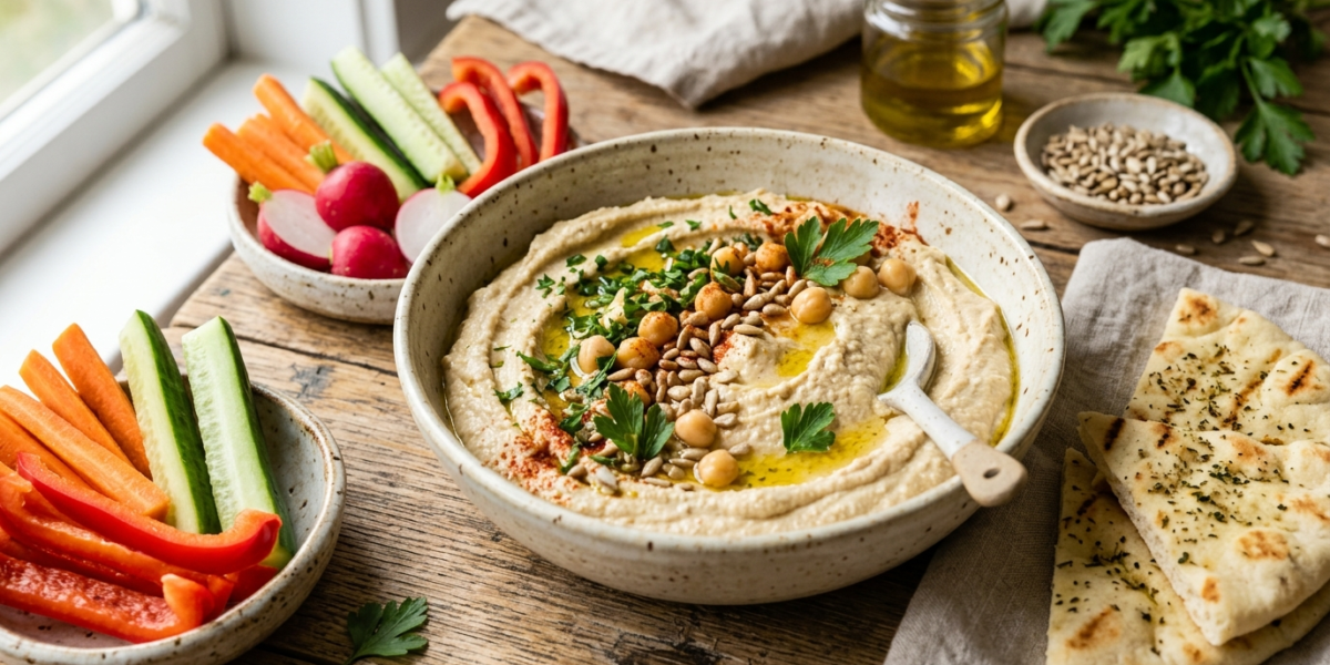Dip Houmous sans Sésame à base de Pois Chiches et Tahini de Tournesol