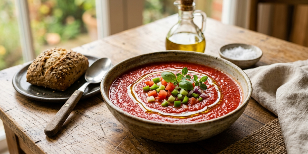 Gazpacho frais sans gluten et sans allergènes