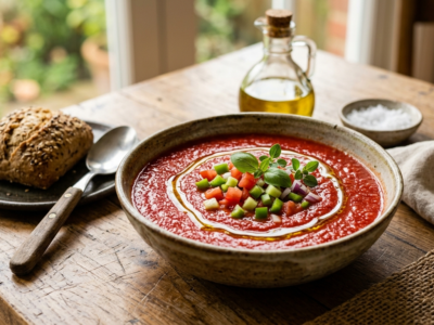 Gazpacho frais sans gluten et sans allergènes