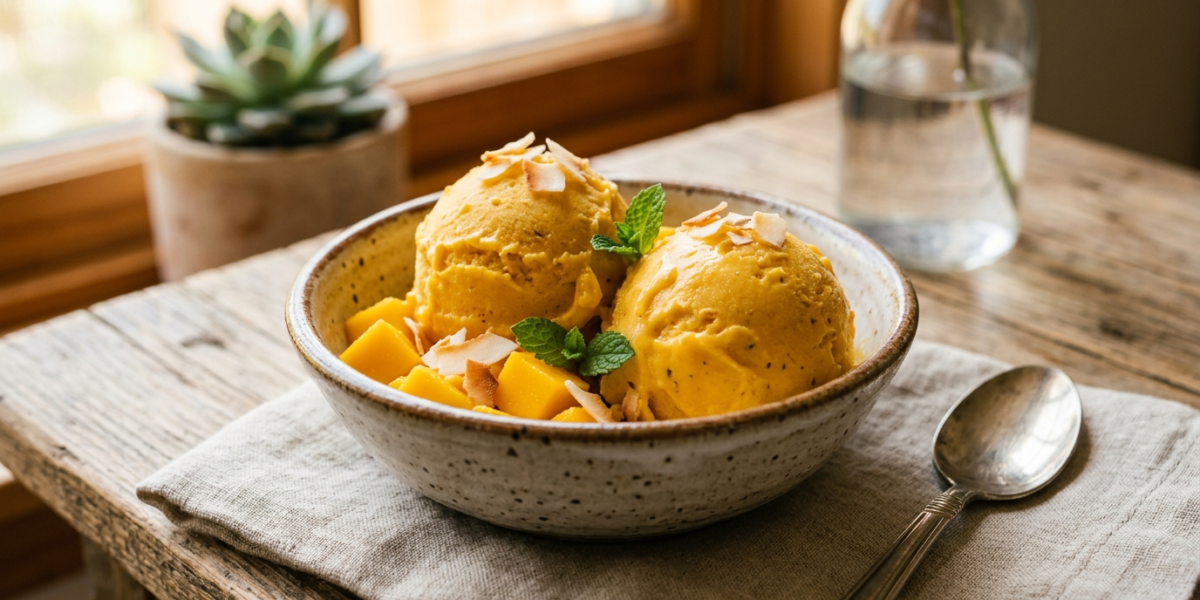 Glace à la mangue sans lactose vegan