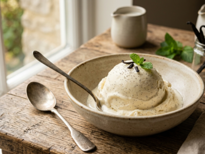 Glace maison sans lactose ni soja à la vanille