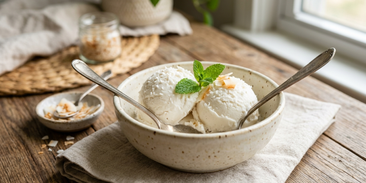 Glace Noix de Coco Sans Lactose et Sans Œuf Rapidement Facile