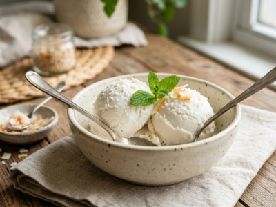 Glace Noix de Coco Sans Lactose et Sans Œuf Rapidement Facile